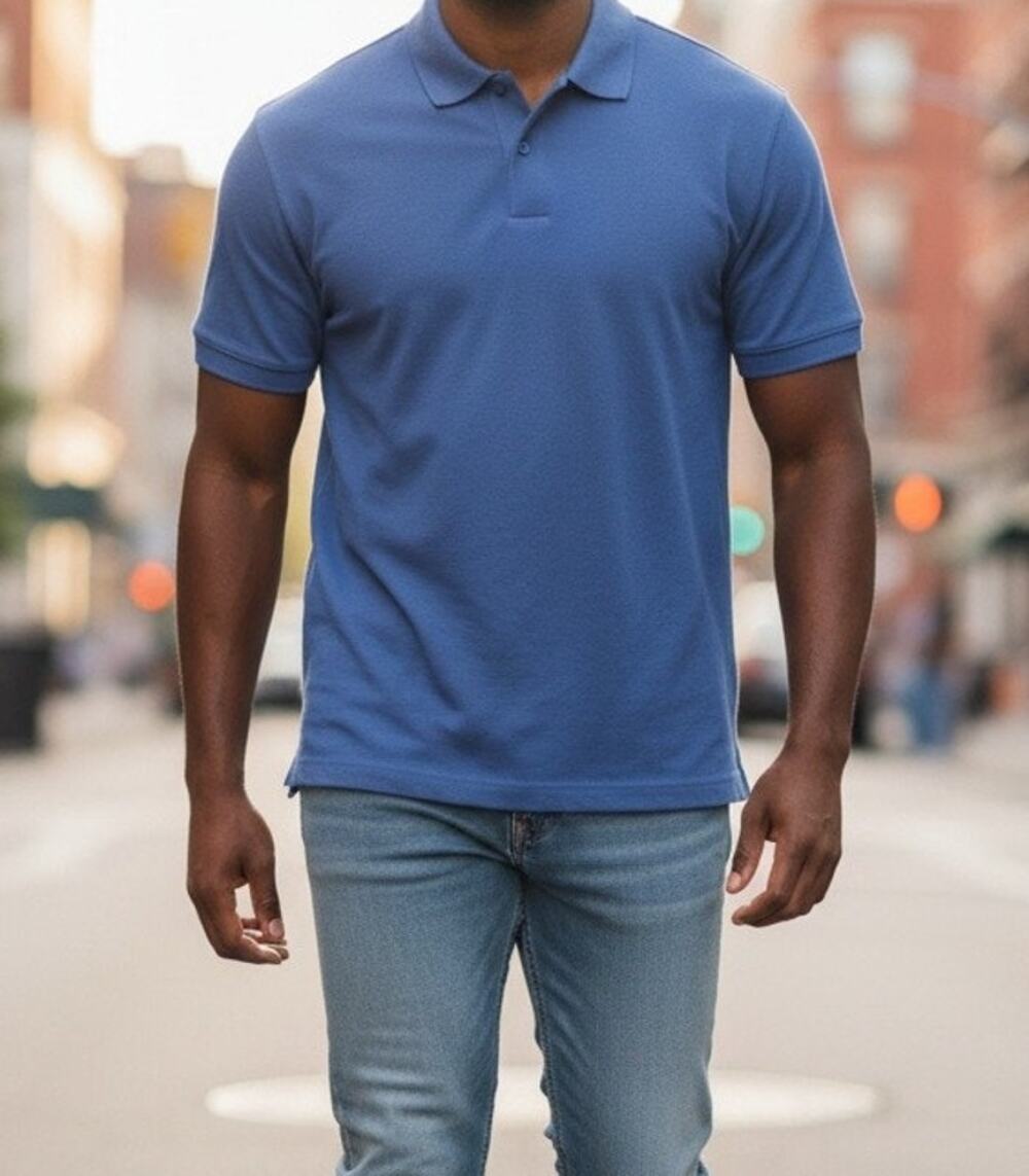 PGA Tour Men's Golf Polo Shirt Large Blue Short Sleeve Polyester